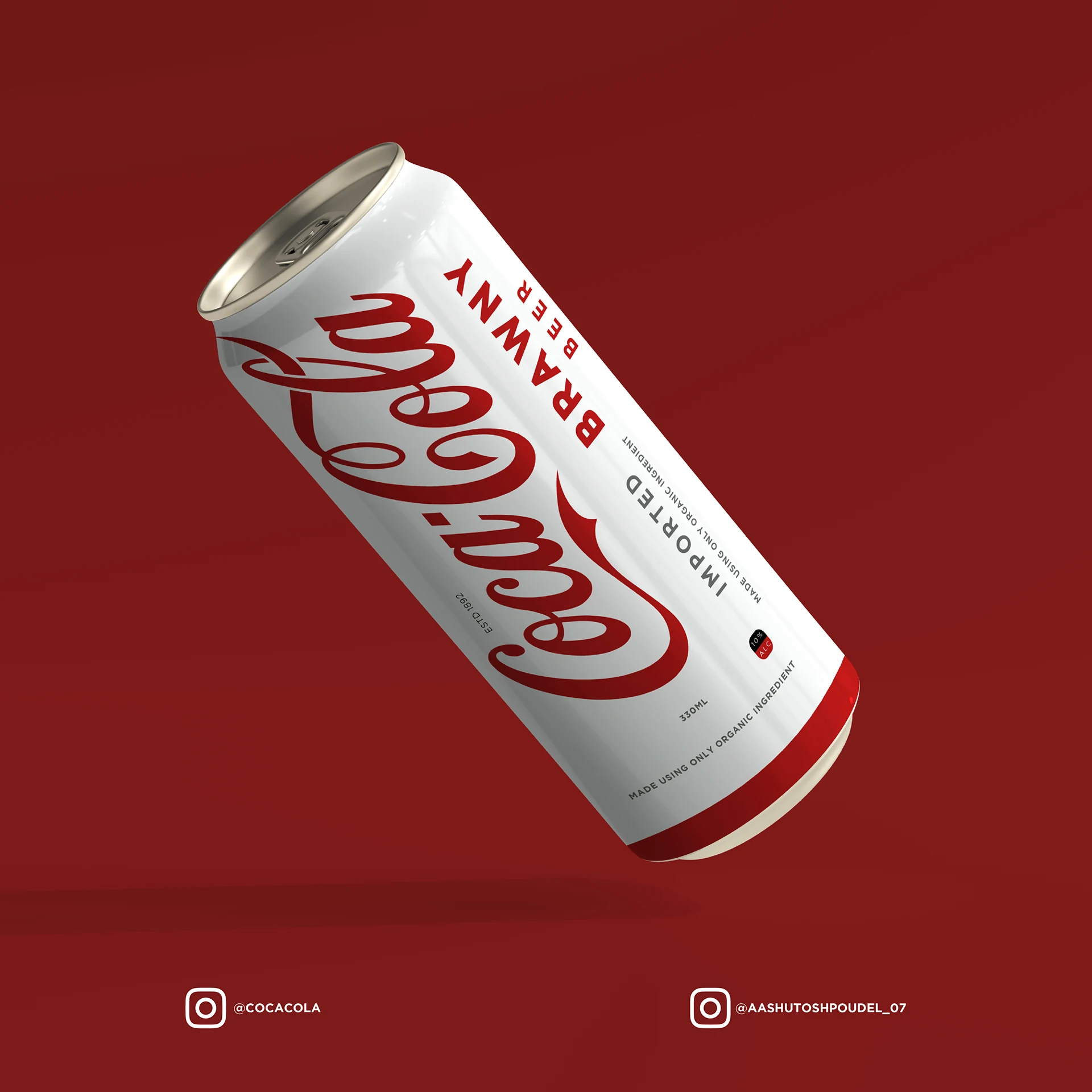 Coca-Cola inspired beer packaging and ad composition